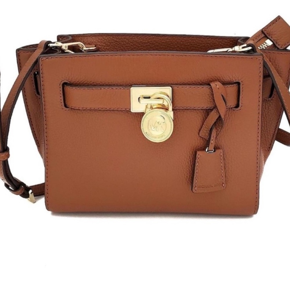 Michael Kors Small Hamilton Cognac Leather Crossbody Bag